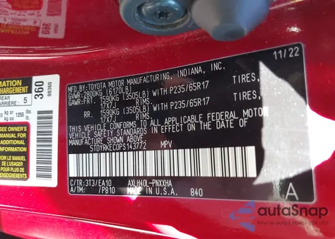 2023 Toyota Sienna Xle z USA, uszkodzony, nr VIN 5TDYRKEC0PS143772